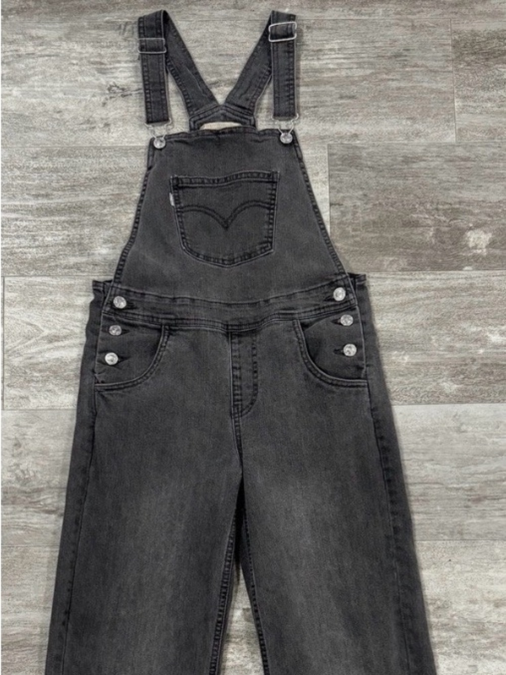 Vintage 90s Y2K Levis SilverTab Overalls Faded Black Straight Youth 10